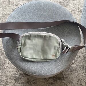 lululemon athletica Light Sage Green Belt Pack with Brown Strap
